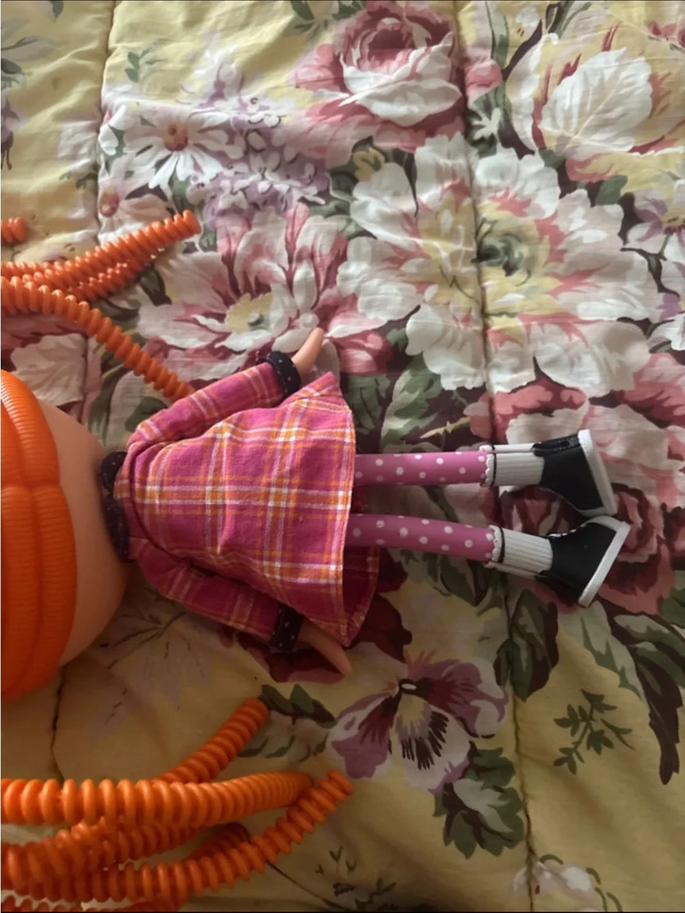 Orange-Haired Fashion Doll in Pink Plaid Coat